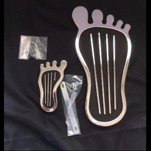 NEW Vintage Style BARE FOOT Gas Pedal Cover + Floor Dimmer Switch Cover SET PAIR